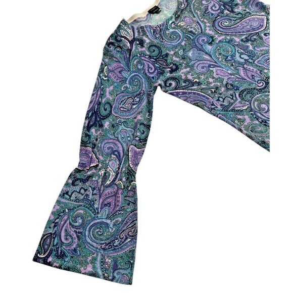 Talbots Paisley Merino Wool Bell Sleeve Sweater Medium - Picture 6 of 6